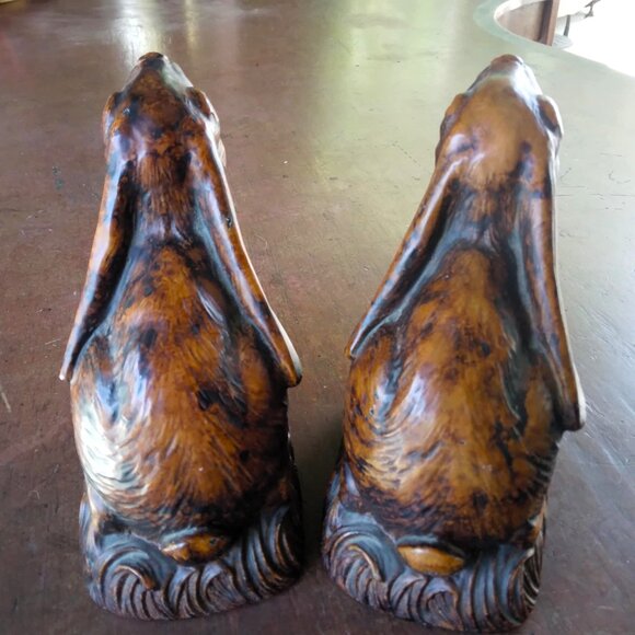Adorable VTG Hand Painted Heavy Duty Resin Bunny Bookends - Picture 7 of 10